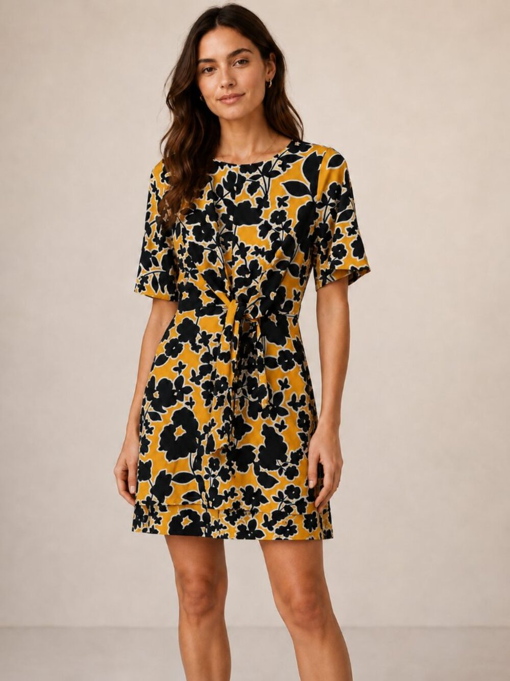 Papaya Matalan Flare Sleeve Tie Front Mini Dress Size UK 10 / US 6